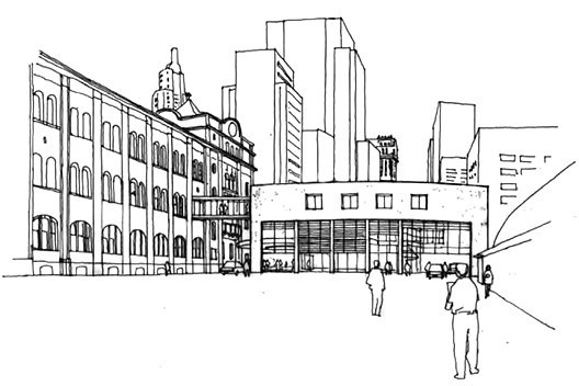 Anexo Administrativo do Mosteiro de São Bento, Largo de São Bento, São Paulo, 1992. Arquiteto Affonso Risi