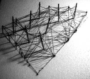 Maquete de Estudo de Kelly Cristina Damasceno Reis. Uma experiência de projeto com ênfase na modelagem manual. TFG apresentado à Faculdade de Arquitetura e Urbanismo do Centro Universitário Moura Lacerda em Ribeirão Preto, 2004