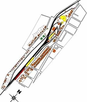 Implantação da Esplanada da NOB com os prédios levantados no inventario