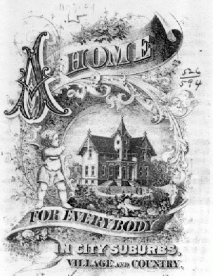 Cartaz publicitário americano, veículo da ideologia do subúrbio-jardim e da casa unifamiliar isolada como requisitos para a felicidade