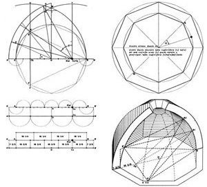 Esquema geometrico da Cupula da Catedral de Santa Maria del Fiore, Firenzi. Filippo Brunelleschi, 1438