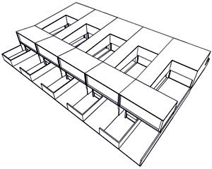 Imagem 18 - Esquema de implantação usando a casa Geraldo de Estefani [desenho do autor]