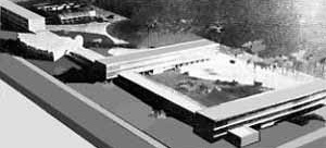 Maquete do projeto vencedor do concurso público de projeto para o Instituto de Educação de Pernambuco. Arquitetos: Marcos Domingues da Silva e Carlos Falcão Correia Lima (fonte: Lima, 1985: 95)