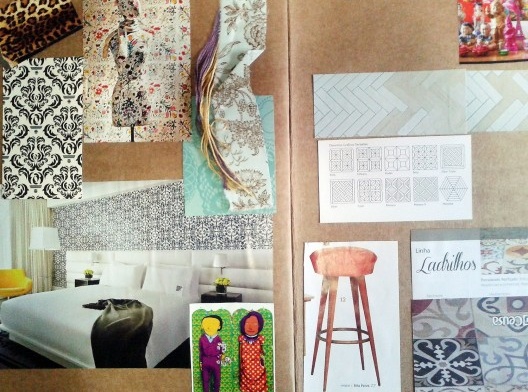 Moodboard, processo criativo desenvolvido para projeto de interiores [Acervo da autora]