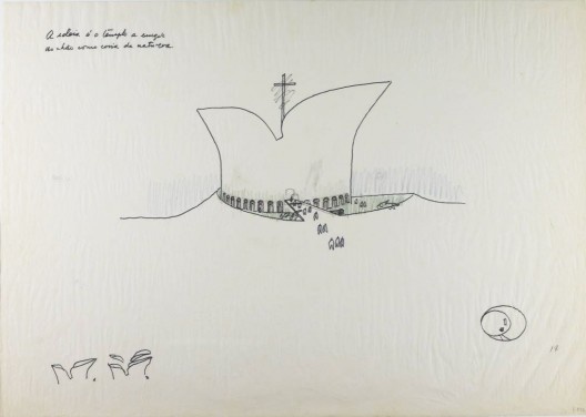 Templo, croqui de Oscar Niemeyer<br />Imagem divulgação  [Fundação Oscar Niemeyer]