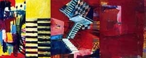 Em que sentido, em que sentido? Marilice Corona, 2000. Acrílico sobre tela – 120 x 300 cm (tríptico)