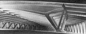 Basílica subterrânea de Lourdes, França, 1956-58. Proposta estrutural de Eugene Freyssinet (construída) [Arquivo Pierre Vago]