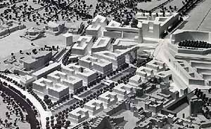 Plano geral de Potsdamer Platz, Berlim. Arquitetos Hilmer e Sattler