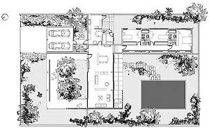 Planta sobre desenho original. Residência número “2”, Eduardo Corona. Acrópole nº 210, 1956