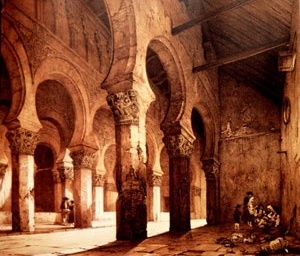 Sinagoga de Sta. Maria La Blanca, Toledo, Espanha, séc. XVIII. Posteriormente convertida à igreja pelos Reis Católicos.  [MEEK, 1996, p. 105]