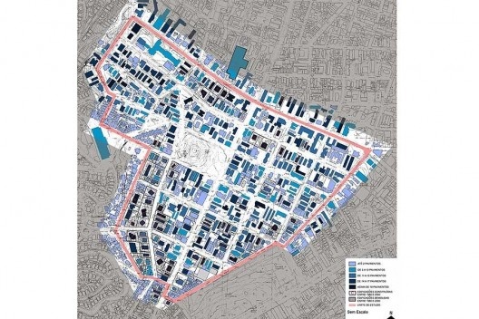 Levantamento de gabaritos de altura, bairro de Higienópolis, São Paulo, 2004<br />Gegran/Denise Antonucci  [HOMEM, Maria Cecília Naclério. Higienópolis: grandeza de um bairro paulistano]