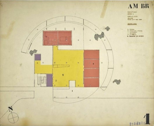 Embaixada da França, Chancelaria, planta térreo, Brasília, 1962-1964, arquiteto Le Corbusier<br />Imagem divulgação  [Fondation Le Corbusier]