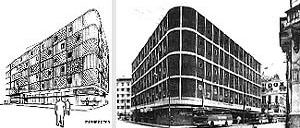Edifício Luciano Costa: croqui de Delfim Amorim<br />Foto Geraldo Gomes 