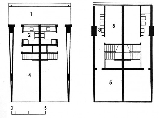 Conjunto Residencial do Pedregulho, plantas do apartamento duplex, Rio de Janeiro, Brasil, 1952. Arquiteto Affonso Eduardo Reidy<br />Imagem divulgação  [BONDUKI, Nabil. <i>Affonso Eduardo Reidy</i>. Blau/Instituto Bardi, 1999]