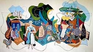 Pintura de Di Cavalcanti (1951) no Clube dos 500, obra de Oscar Niemeyer em Guaratinguetá, visitada pelo DocoTur de 10/10/02<br />Foto Hugo Segawa 