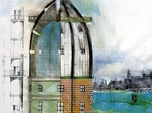 Museu Bonnefanten, croqui de Aldo Rossi. Projeto Céramique, Maastricht, Holanda  [revista Óculum]