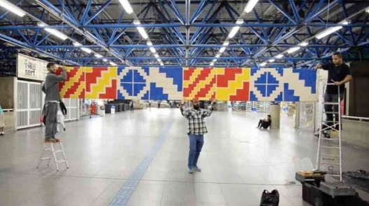 Concepção, construção e instalação da bandeira/fronteira no Terminal Intermodal Barra Funda de São Paulo<br />Foto divulgação 