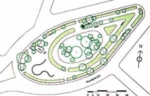 Planta Baixa esquemática da Praça Euclides da Cunha [SÁ CARNEIRO, Ana Rita; MESQUITA, Liana. Espaços livres do Recife]