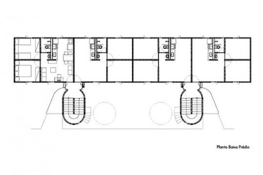 Projeto alternativo para o programa “Minha Casa, Minha Vida”, planta do edifício. Arquiteto João Filgueiras Lima, Lelé<br />Imagem divulgação 
