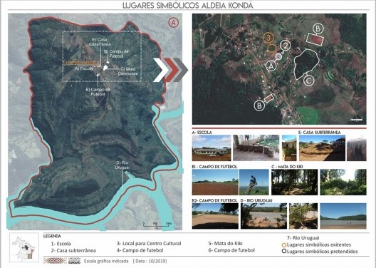 Mapa da Aldeia Kondá: lugares simbólicos<br />Elaboração dos autores 