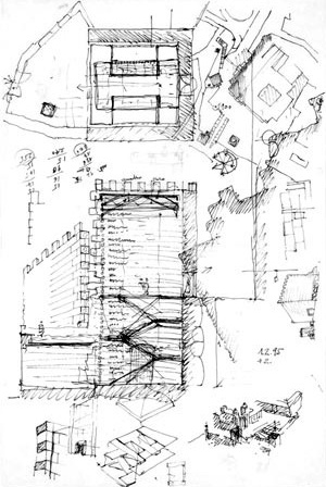 Fig. 23 - Casa dos 24, croqui de Fernando Távora