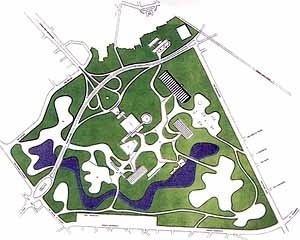 Implantação geral do Parque do Ibirapuera [Fantasia Brasileira – o balé do IV Centenário. São Paulo, SESC, 1998]