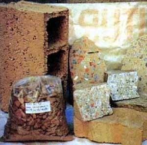 Produtos derivados do entulho reciclado