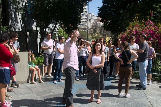 Grupo na Estação São Bento de Metrô<br />Foto Silvana Romano 
