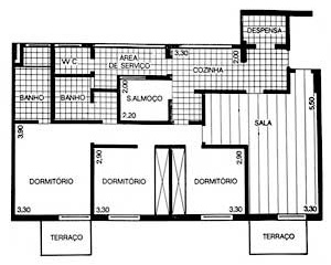 Fig. 05 – Conjunto residencial Pirineus, Estrada de Itapecerica, s/ identificação do autor, 1978, planta tipo [Jornal Folha de S. Paulo, 15/03/1978]