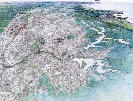 Operação Urbana Carandiru – Vila Maria. Plano-Referência de Intervenção e Ordenação Urbanística. Posição e inserção metropolitana<br />Desenho Valandro Keating 
