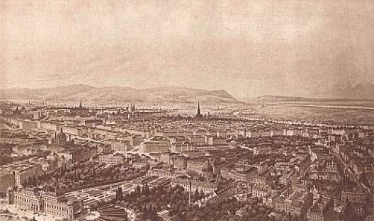 Panorama de Viena, antes da Primeira Guerra Mundial [www.planet-vienna.com/Alt-Wien/Alt-Wien.htm]