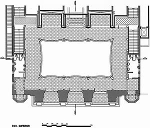 Desenho de planta do mezanino com a solução de recomposição do espaço