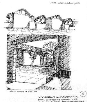 Projeto de habitações para refugiados da vila saharaui em Nouakchott, Mauritania. Abóbadas de gesso. Pesquisa e projeto Carlos González Lobo [Carlos González Lobo]