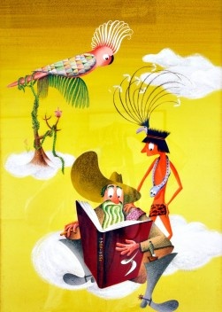 Ilustração desenvolvida pelo designer Fred Jordan para o Calendário 1954 – IV Centenário de São Paulo. <br />Foto de Alberto Salvatore Ghiurghi  [Acervo particular Sonja Jordan]