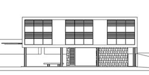 Residência na rua Diogo Velho, nº 306 (atual farmácia de manipulação), Arquiteto Gil Acácio Borsoi. Fachada anterior às modificações