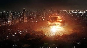 A arca, representada por uma imensa esfera de energia que se instala justamente em pleno Central Park, uma área de uma imensa voltada para o contato entre homem-natureza na metrópole nova-iorquina iluminada ao fundo [divulgação do filme]