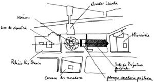 Palácio Tomé de Souza (Prefeitura de Salvador), implantação [João Filgueras Lima, Lelé. Editorial Blau / Instituto Lina Bo e P. M. Bardi]