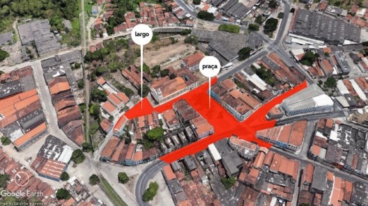 Mapa do largo São Frei Pedro Gonçalves e praça Antenor Navarro<br />Elaboração dos autores a partir do Google Earth, 2020 