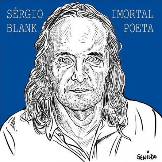 Sérgio Blank, imortal poeta<br />Desenho de Genildo Roch  [</i>Fernão</i>, Portfólio Sérgio Blanc, ano 2, n. 4, Vitória, jul./dez. 2020, p. 137]