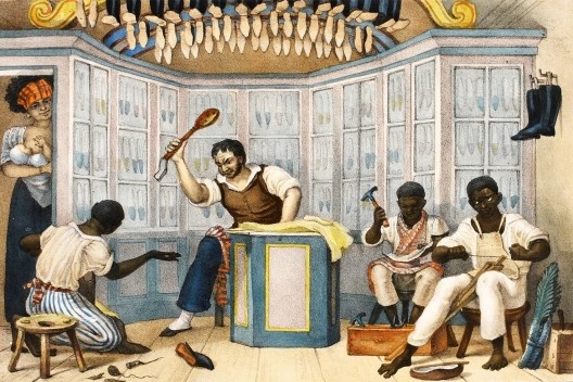 Jean-Baptiste Debret, “Loja de <br />Sapateiro Aquarela” Imagem divulgação  [Voyage Pittoresque et historique au Bresil]