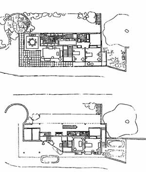 Chácara Coelho Duarte, plantas superior e térreo, década de 30 [COSTA, Lucio. Registro de uma vivência, Empresa das Artes, São Paulo, 1995]