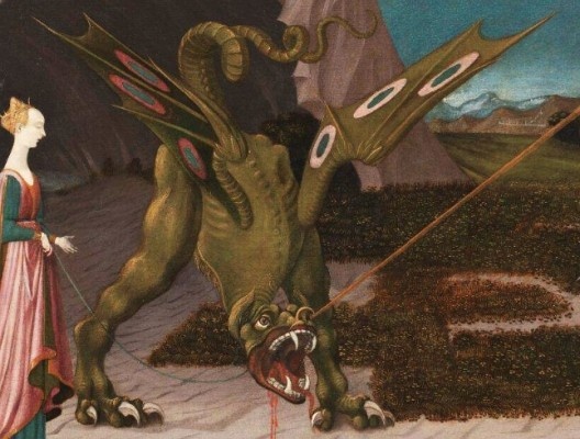 Paolo Uccello, <i>São Jorge e o Dragão</i>, detalhe, c.1470<br />Imagem divulgação  [National Gallery, Londres]