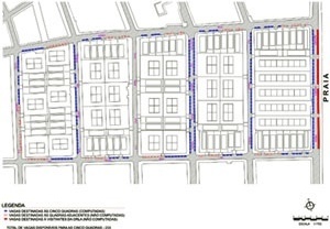 Planta. Distribuição das vagas para estacionamento no sistema viário – Trecho do bairro Tambaú