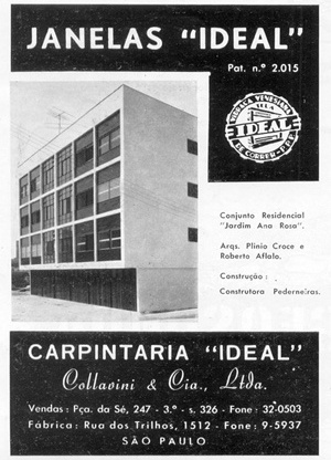 Propaganda dos Caixilhos "ideal".  [Acrópole, n. 236, janeiro 1958]