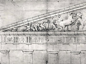 05. Estudo do frontão do Parthenon, desenho. Jacques Carrey, século XVIII