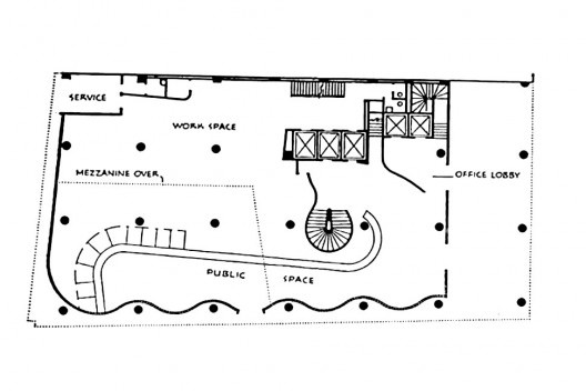Banco Boavista, plano térreo<br />Imagem divulgação  [PAPADAKI, Stamo. <i>The Work of Oscar Niemeyer</i>, 1950]