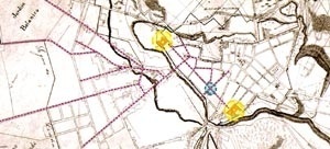 De Bem 1842/2002, interligação entre os dois centros: o nó da Praça Patriarca já se encontra insinuado. Posteriormente, receberá o viaduto (Chá) que concretizará a ligação entre as duas partes ainda separadas pelo Vale do Anhangabaú