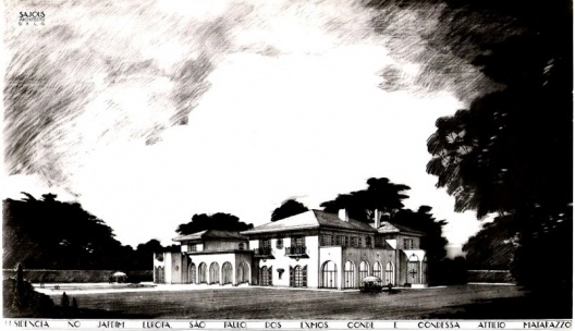 Residência Attilio Matarazzo, projeto, Jardim Europa. Arquiteto Henri Sajous<br />Documento Yves Sajous arquiteto 