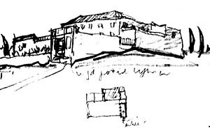 Figura 3: Desenho da implantação do Mosteiro de Ema, executado durante a ‘Voyage d’Orient, de 1911 [RAEBURN, Michael & WILSON, Victoria (ed.). Le Corbusier, Architect of the century. London:]