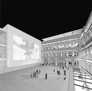 Agência Central e Espaço Cultural dos Correios, Una Arquitetos, perspectiva do pátio
